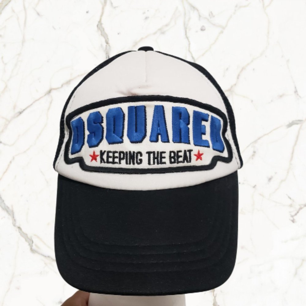 Dsquared2 Keeping The Beat Men's Black Mesh Snap Back Trucker Hat Cap